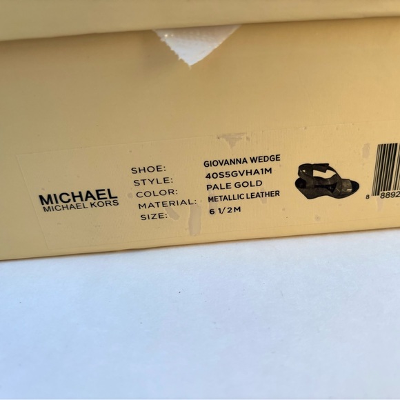 NIB Michael Kors 6.5 Giovanna metallic Gold leather wedge platform sandal - Picture 3 of 12